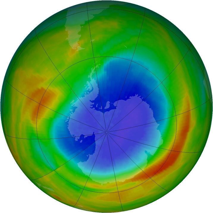 Antarctic ozone map for 07 October 1983